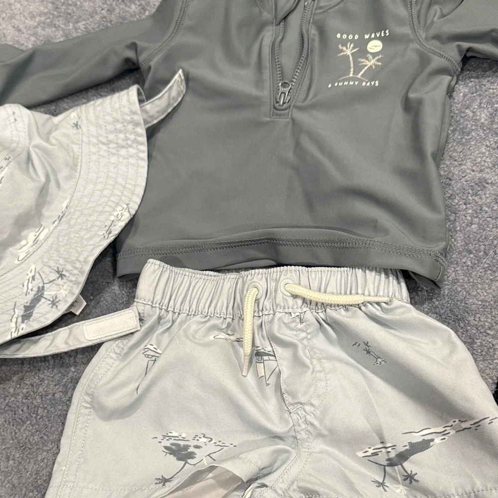 Gray boy Swim Set with Hat size 6M